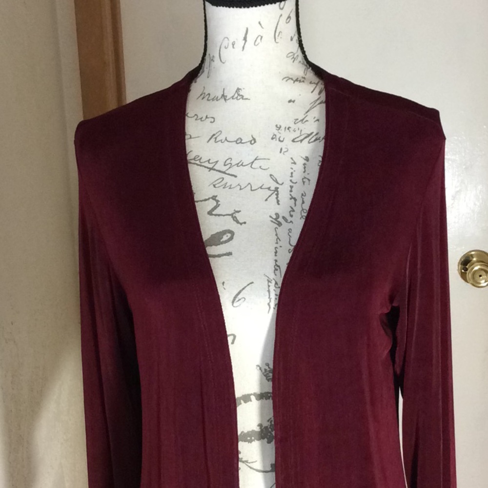 CHICOS  BURGUNDY SPANDEX CARDIGAN - Picture 2 of 6
